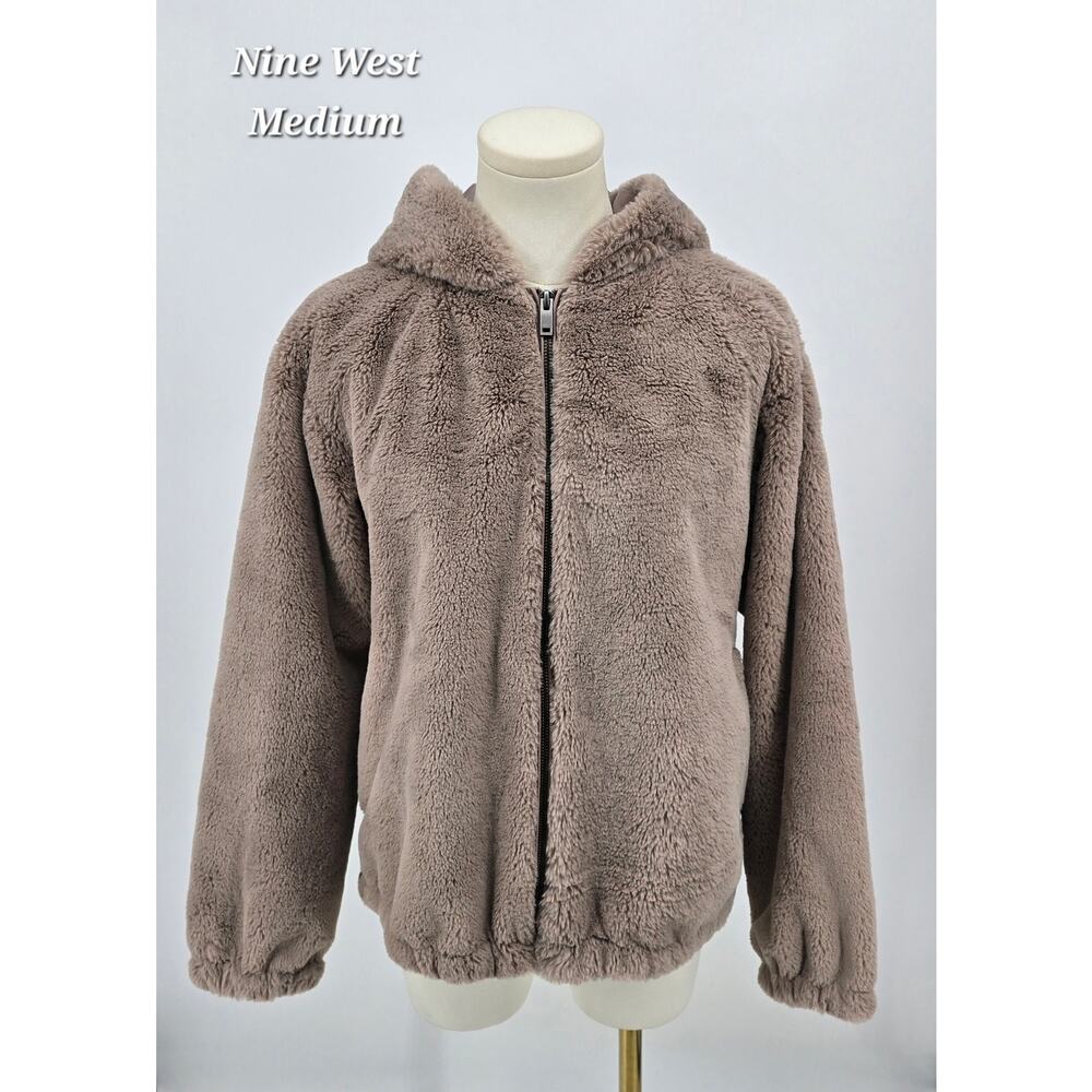 Nine West softgirlcore  Urban Chic Faux Fur Zip-Up Hoodie Jacket‎ – Size M